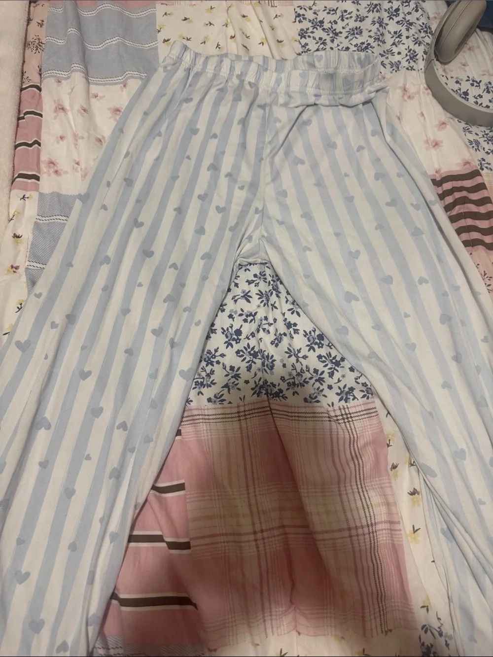 Unbranded Light Blue Heart Stripe Pillowcase - Soft Cotton Blend